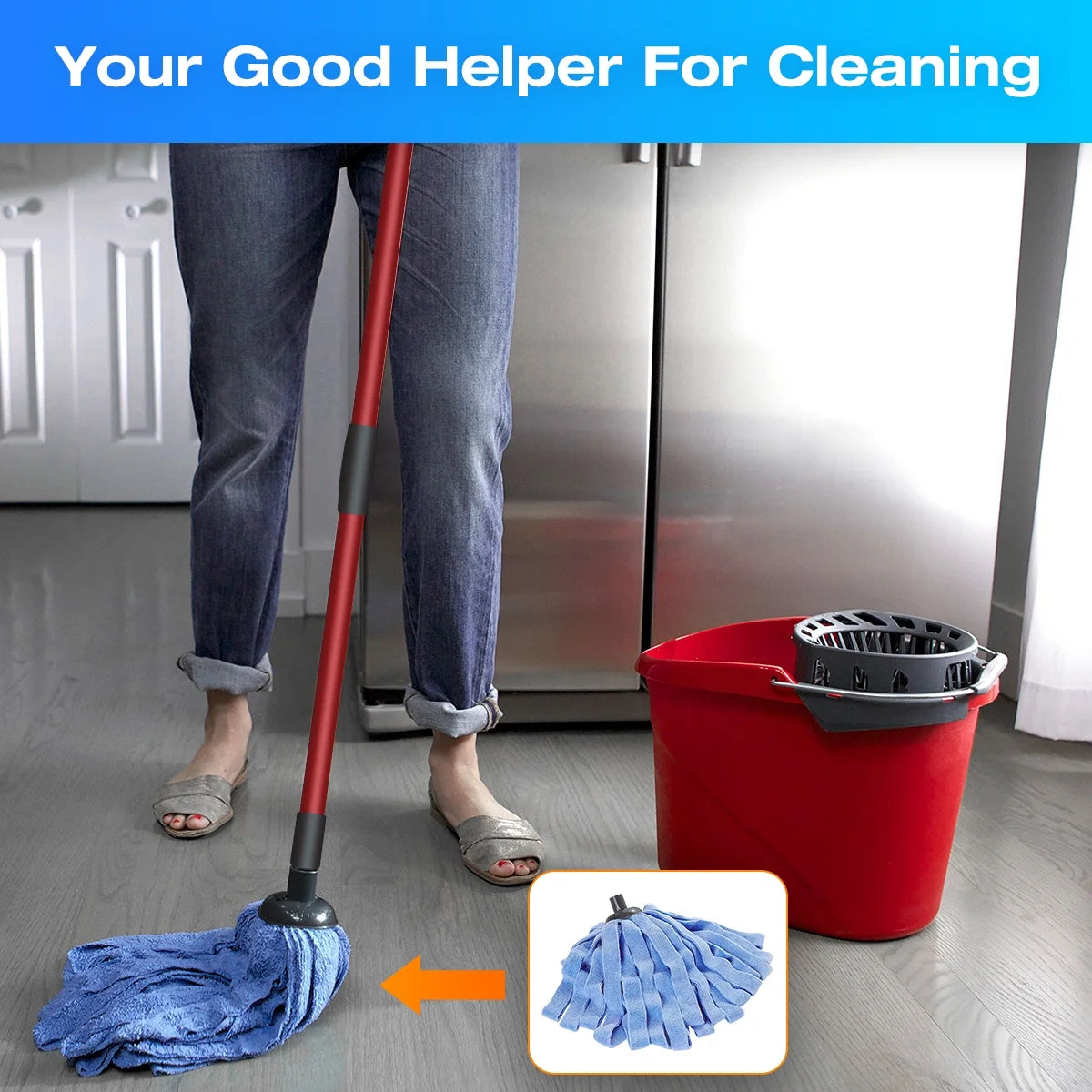 3 Pack Microfiber Cloth Mop Refills Compatible with O Cedar, Washable Mop Replacements for Wet and Dry Use (Blue)