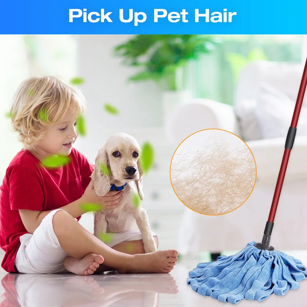 3 Pack Microfiber Cloth Mop Refills Compatible with O Cedar, Washable Mop Replacements for Wet and Dry Use (Blue)