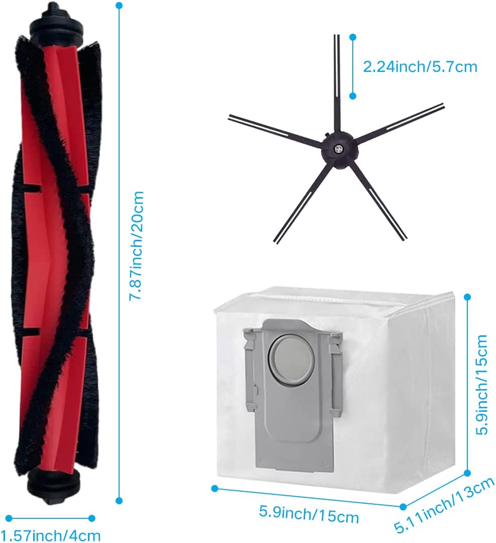 Roborock Q5/Q5+ Replacement Parts (2 Brush+3 Dust Bags+4 Side Brush)