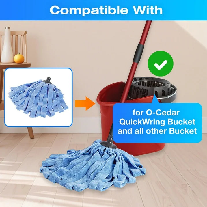 3 Pack Microfiber Cloth Mop Refills Compatible with O Cedar, Washable Mop Replacements for Wet and Dry Use (Blue)
