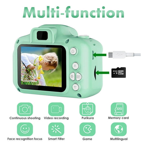 Kids Camera for Boys and Girls, Digital Camera Toy Gifts Ideas for Birthday and Christmas,Rechargeable Kids Video Camera Recorder,Portable Toy for Age 2 to 10 Years Old with 32GB Memory Card