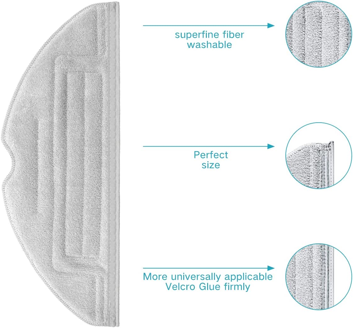 Roborock MaxV/ S7 MaxV Plus/ S7 MaxV Ultra/ S7/ S7+ Reusable Hard Floor Cloth Expert Wet Replacement Microfiber Soft Pad (4 Silver Ion Mop Pads)