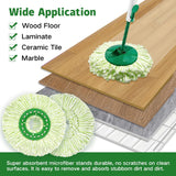 3 Pack Mop Head Replacement for Libman Tornado Spin Mop, Microfiber Spin Mop Replacement Head, Easy to Replace, Machine Washable, Green & White