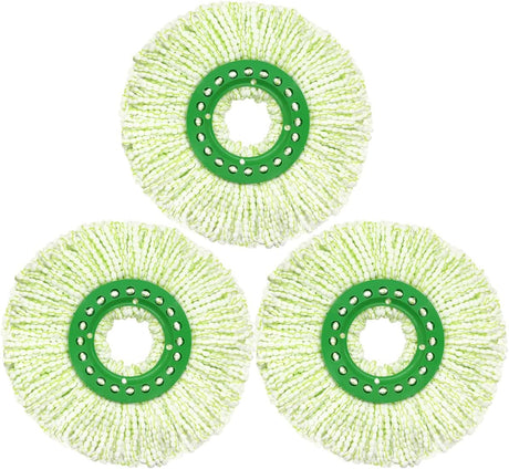 3 Pack Mop Head Replacement for Libman Tornado Spin Mop, Microfiber Spin Mop Replacement Head, Easy to Replace, Machine Washable, Green & White