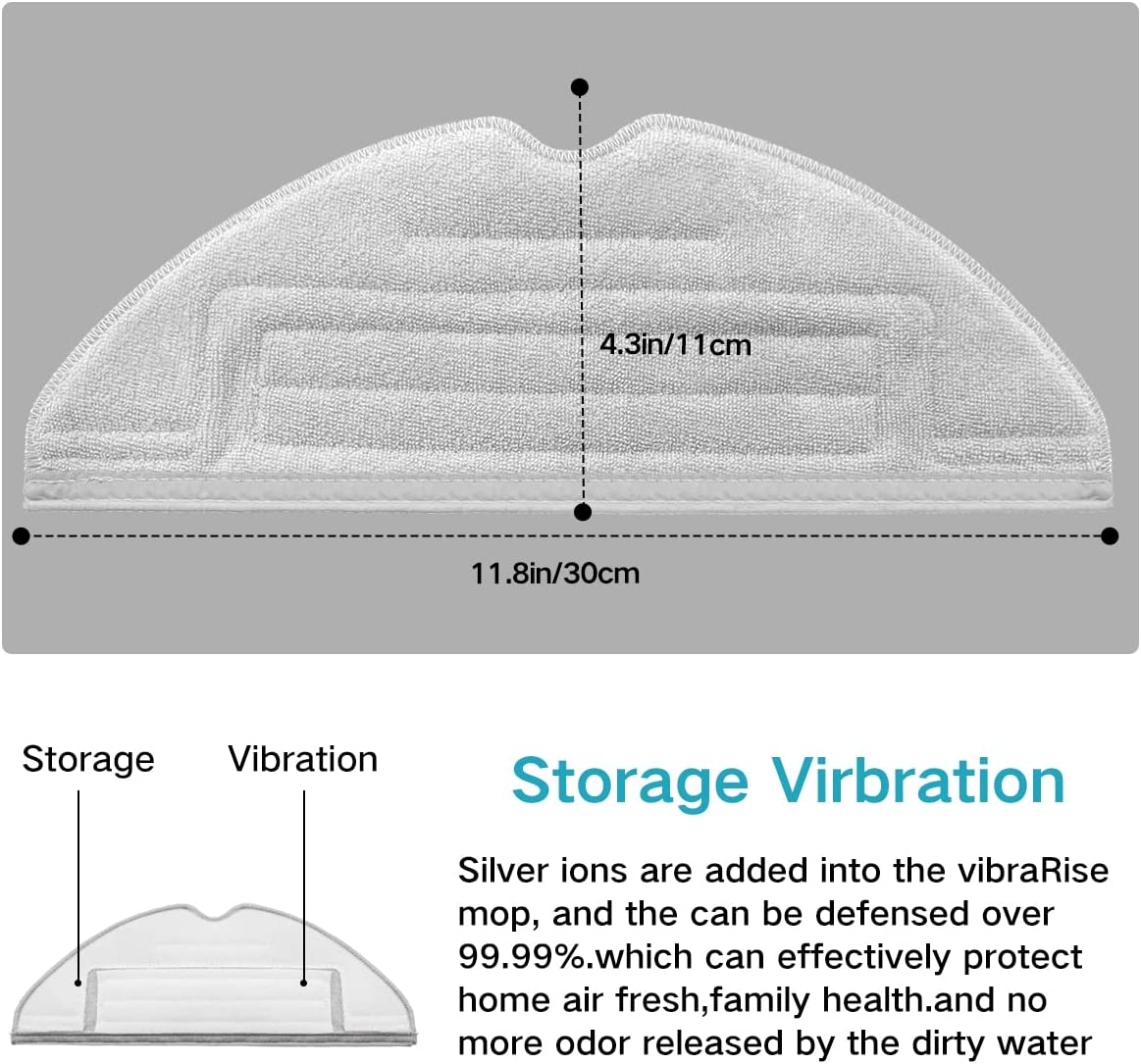 Roborock MaxV/ S7 MaxV Plus/ S7 MaxV Ultra/ S7/ S7+ Reusable Hard Floor Cloth Expert Wet Replacement Microfiber Soft Pad (4 Silver Ion Mop Pads)