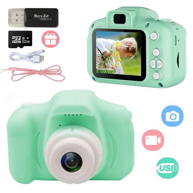 Kids Camera for Boys and Girls, Digital Camera Toy Gifts Ideas for Birthday and Christmas,Rechargeable Kids Video Camera Recorder,Portable Toy for Age 2 to 10 Years Old with 32GB Memory Card