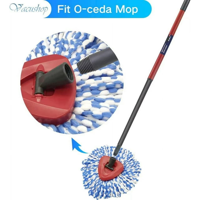 1 Spin Mop Handle & 1 Triangle Base Compatible with O-Cedar Spin Mop Handle ,For Easywring RinseClean 2 Tank Replacement Telescopic Spin Mop Stick 49'' Length