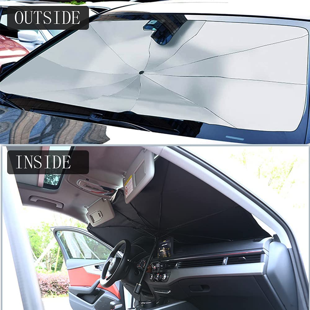 Car windshield sunshade with storage bag foldable