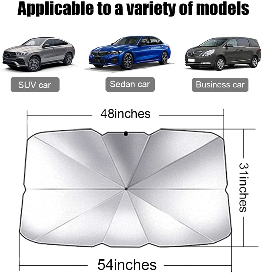 Car windshield sunshade with storage bag foldable